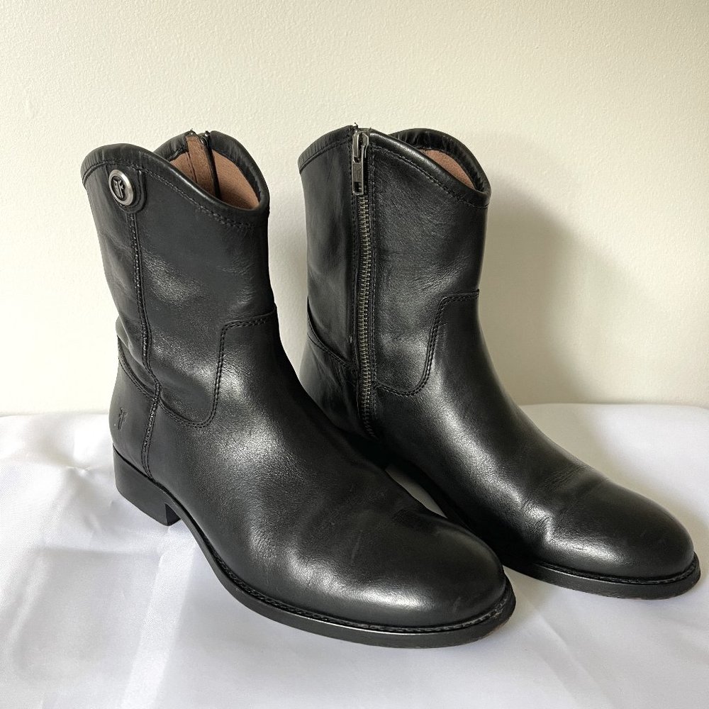 Frye Black Leather Short Ankle Boots